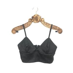 Aritzia Talula Faux Suede Martello Bustier Crop Top Charcoal Dark Grey 10